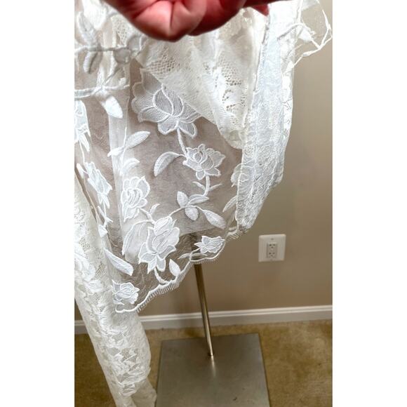For Love & Lemons Zara Floral Lace Bustier Rosette White Mini Dress Size Small - Picture 6 of 10